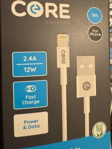 Core 1 Metre USB Cable for iPhone - White new - Zdjęcie 1 z 2