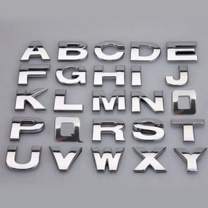 Car A-Z Alphabet Letters Self Adhesive Auto Badge Emblem 3D Chrome 25mm Sticker - Picture 1 of 43