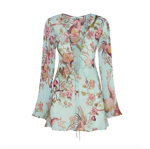 NEU MIT ETIKETT ROBERTO CAVALLI x SKIMS Langarm Minikleid Fagianella Print XL - Bild 1 von 3