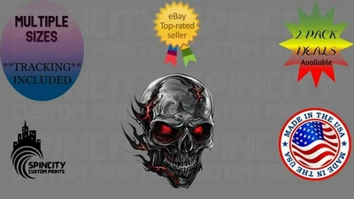 Виниловая наклейка красные глаза пламя череп окно автомобиля графический ноутбук большой бампер наклейка - Изображение 1 из 4