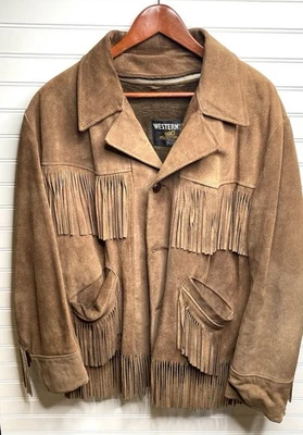Abrigo de gamuza con flecos vintage de los años 70 para hombre Sears Western ropa exterior talla 44 regular Foto 1 de 4