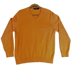 Nautica Pullover Herren Large Orange V-Ausschnitt 100% Baumwolle Pulli leichter Strick - Bild 1 von 11