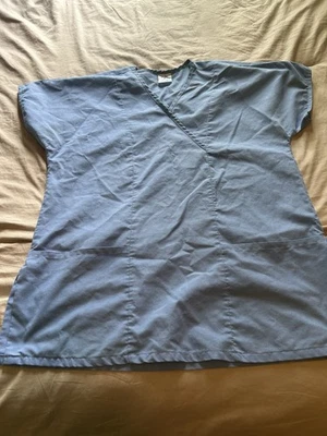 Women’s Medline Solid Blue Scrub Top Size Medium  - Image 1 of 4