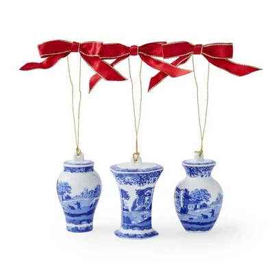 Spode Blue Italian 3-Piece Urn Ornaments - Image 1 of 4