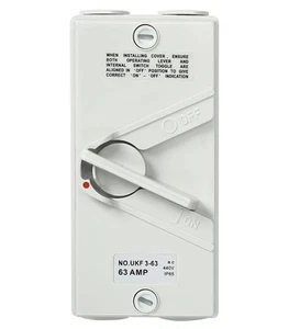 Enclosed Motor Disconnect Switch 63A 440V 3 Pole, IP65 Waterproof Heavy Duty ... - Picture 1 of 8