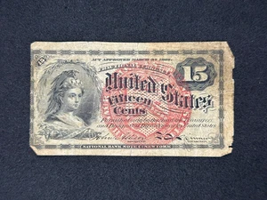 1864-69 US Fractional Currency 15 Cents Fourth Issue | Ungraded "AG-G" - Picture 1 of 2