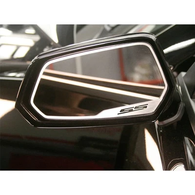 Brushed Stainless Steel Side View Mirror Trim w/'SS' Logo for 10-13 Chevy Camaro - Image 1 of 4