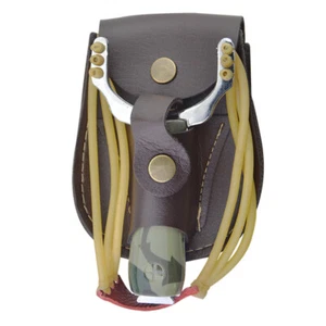 Slingshot Bag Waist Case Catapult Steel Balls Pouch Leather Holster Games Shoot - Picture 1 of 12