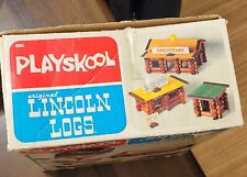 playskool lincoln logs 162+ pieces model 886 original box with signs
