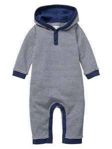 2N 2016 NWT 0-3M BABY GAP Striped Hoodie Hooded Long Sleeve Romper Pants Outfit - Picture 1 of 5