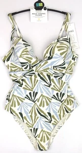 Marks & Spencer Magic Shaping & Secret Slimming Swimsuit 36D (Green Mix) BNWT - Picture 1 of 5