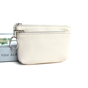 Women's Zipper Coin Purse Change Wallet PU Leather Card Holder Keychain Simple - Picture 1 of 33