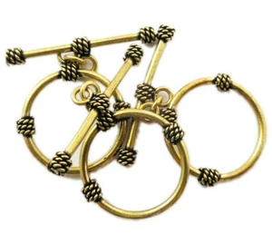 4 SET 28X38MM BALI TOGGLE CLASP ANTIQUE BRASS 802 TVR-143 - Picture 1 of 3