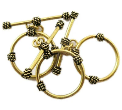 4 SET 28X38MM BALI TOGGLE CLASP ANTIQUE BRASS 802 TVR-143 - Image 1 of 3