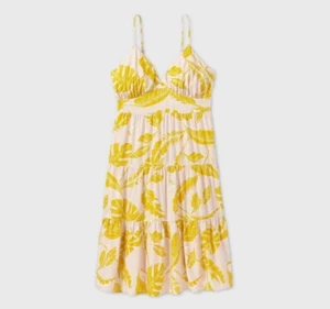 Vestido Wild Fable Pastel Hoja Amarilla Floral En Niveles (Mediano) SP1 - Imagen 1 de 5