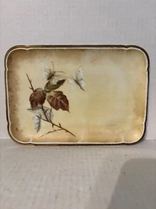 VINTAGE CFH GDM CHARLES HAVILAND PORCELAIN TRAY WITH BUTTERFLIES & LEAVES 10-½" - Picture 1 of 7