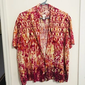 Chico’s Women’s Size 3 XL Cardigan Sweater Short Sleeve Open Front Multicolor - Picture 1 of 11