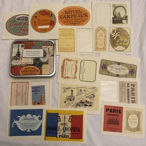 Paris Labels Approx 17 Vintage Decorative Parisian Stickers - Picture 1 of 1