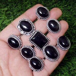 925 Silver Plated Black Onyx  Mixed Gemstone Wholesale Rings Lots A41