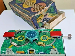 VINTAGE BUS STATION CITY TOWN TOY TIN WIND UP RUSSIA USSR CCCP BOX KEY THE ONE - Picture 1 of 12