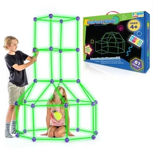 Fun Forts Glow Fort Building Kit for Kids - 81 Pack Glow in the Dark STEM Buildi - Picture 1 of 1