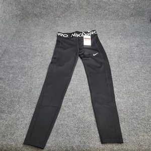 Nike Pants Girls Large Black White Pro Leak Protection Dri Fit Leggings Kids New - Picture 1 of 14