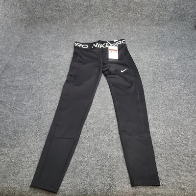Nike брюки девочек большой черный белый Pro утечки защиты Dri Fit леггинсы Kids новый - Изображение 1 из 4