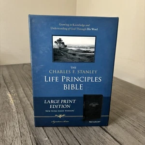 Charles F. Stanley Life Principles Large Print Bible 2773 Blk Leathersoft NKJV - Picture 1 of 18
