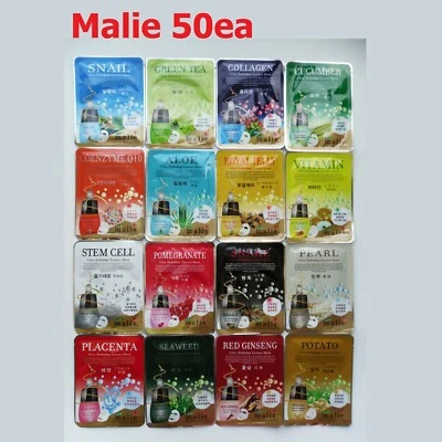 50pcs/16kinds Malie Face Mask Packs Sheet 25g Moisture Firm Nourish EXPRESS SHIP - Image 1 of 4