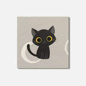 Funny Black Cat Animal 4'' X 4'' Square Wooden Coaster - Picture 1 of 3