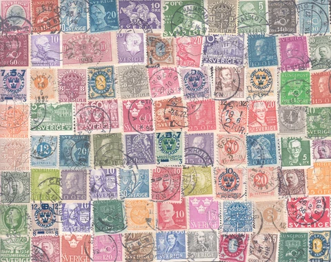 Sweden, 50 different stamps early values from 1870-1940's, very fine used Cover