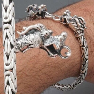DRACHE BALI BYZANTINISCHE KETTE 925 STERLINGSILBER HERREN ARMBAND 7,7 8 8,5 9 10" - Bild 1 von 12