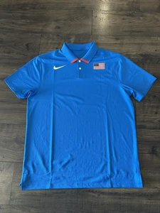 Nike Polo Shirt Mens Medium Blue Short Sleeve Standard Dri Fit Team USA Large - Picture 1 of 3