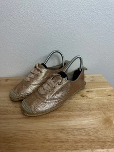 Coach Size 6 Women's Fashion Gold Glitter Espadrille Sneakers - Picture 1 of 7