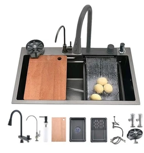 Stainless steel Inset Kitchen sink Large Single Bowl with Mixer Tap & Waste set - Picture 1 of 13