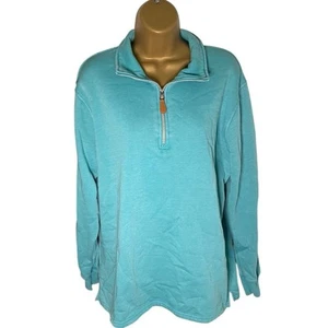 Jess Lea Quarter Zip Pullover Fleece Lined Funnel Neck Aqua Blue L - Picture 1 of 5
