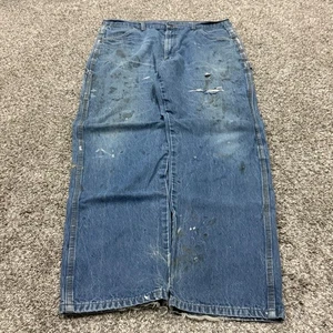 Vintage 90s Big Ben Workwear Jeans Distressed Paint Splatter Carpenter 36x33 - Picture 1 of 7