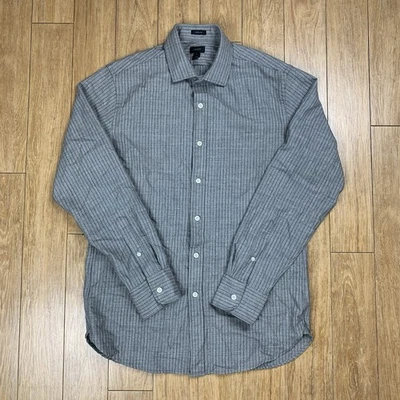 J Crew Ludlow Shirt Mens Medium Gray Striped 100% Wool Button Up Long Sleeve - Image 1 of 4