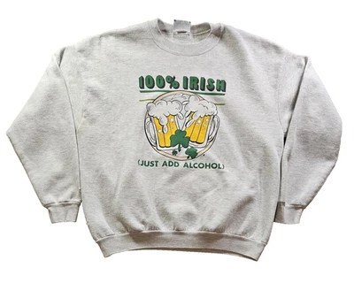 Vintage80s 90s Funny Irish Drinking Crewneck Sweatshirt Beer Made In USA Size XL - Image 1 of 4