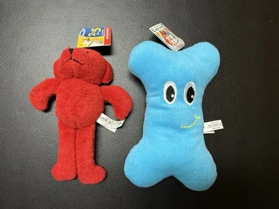 Paquete de 2 juguetes de peluche Petco nuevo con etiquetas de oso rojo chirriante y hueso azul para perros Foto 1 de 2