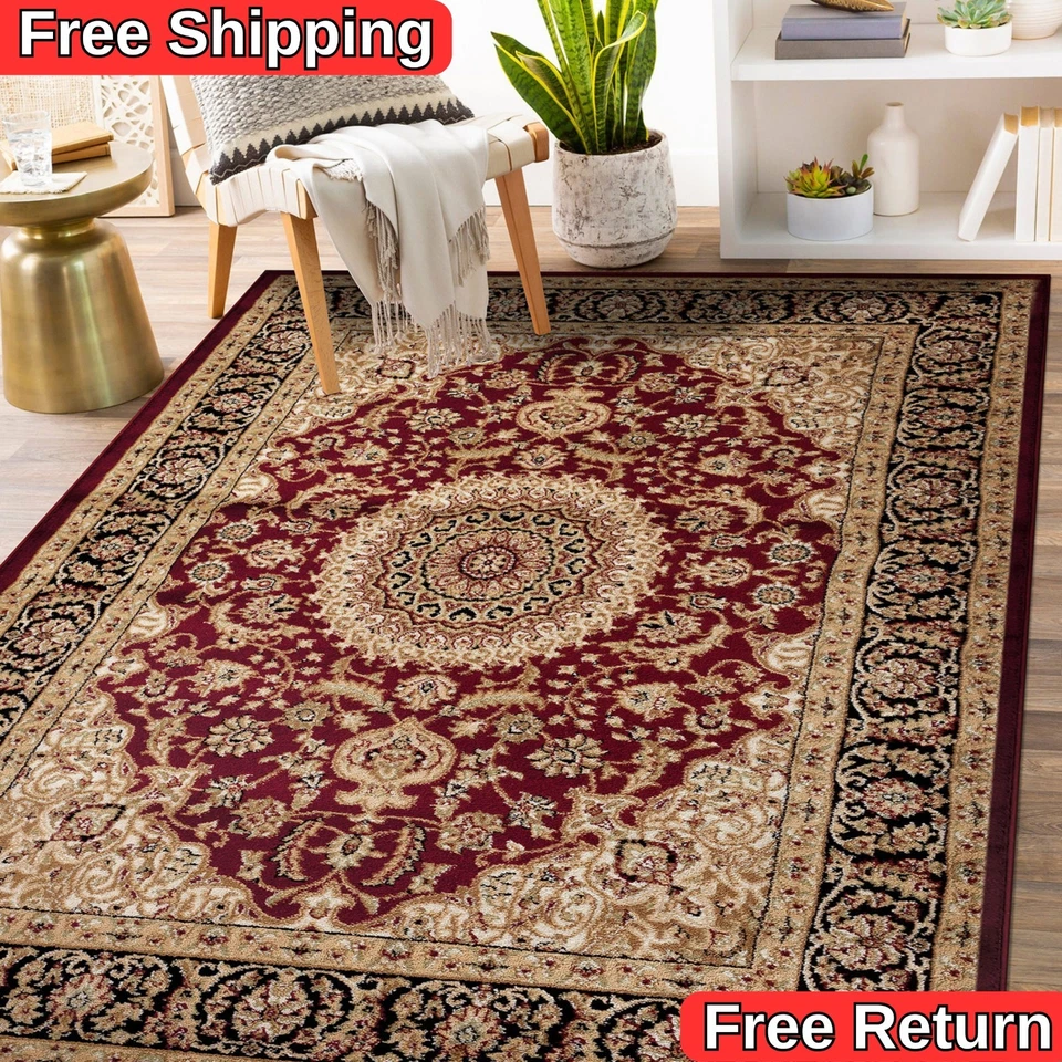 Large Traditional 8x10 Living Room Rugs Oriental Medallion Area Rug 5x7 Carpet - Image 1 of 4