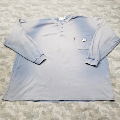 Rasco FR Shirt Mens 5XL Blue Pockets Henley Long Sleeve Fire Resistant Welding - Image 1 of 4