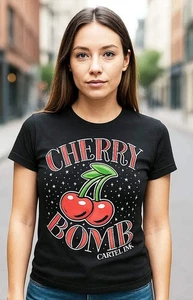 Cartel Ink Women's Retro T-Shirt - Cherry Bomb - Picture 1 of 8