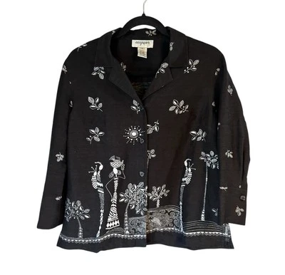 Top cuadrado Easy Spirit estampado africano bordado para mujer de lino mezcla de seda talla S Foto 1 de 4