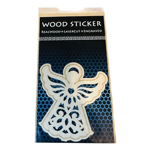 Echtholz Aufkleber Lasercut & Gravur Engel Design Wasserabweisend Flexibel - Bild 1 von 2