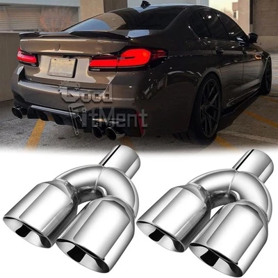 For 5 Series M550i 540i 9.5" Quad Exhaust Tips 2.5" inlet 3.5" Outlet Dual Wall - Image 1 of 4
