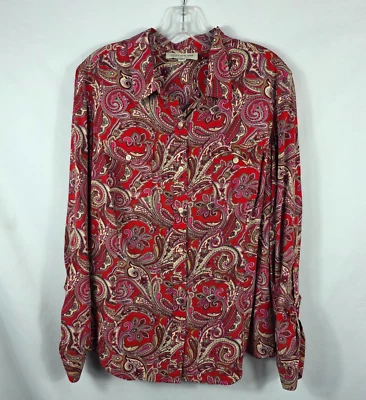 Blusa Jones New York manga larga roja cachemira para mujer talla XL mangas con lengüeta enrollable Foto 1 de 4