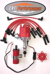 Small Cap FORD 170-200-250 Pro Series HEI DISTRIBUTOR RED, 45K COIL & PLUG WIRES - Picture 1 of 4