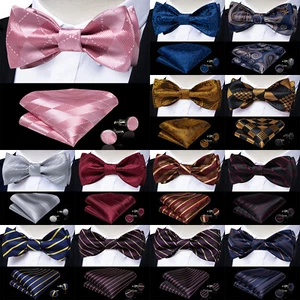 DiBanGu Rosa Herren Seide Fliege Einstecktuch Manschettenknöpfe Hochzeit Party Fliege Set - Bild 1 von 87