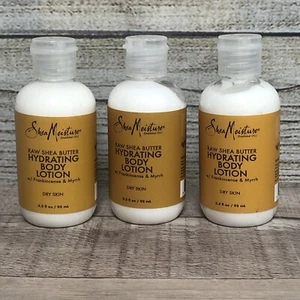 (3) Shea Moisture Raw Shea Butter Body Lotion 3.2Oz ea w/ Frankincense & Myrrh - Picture 1 of 3